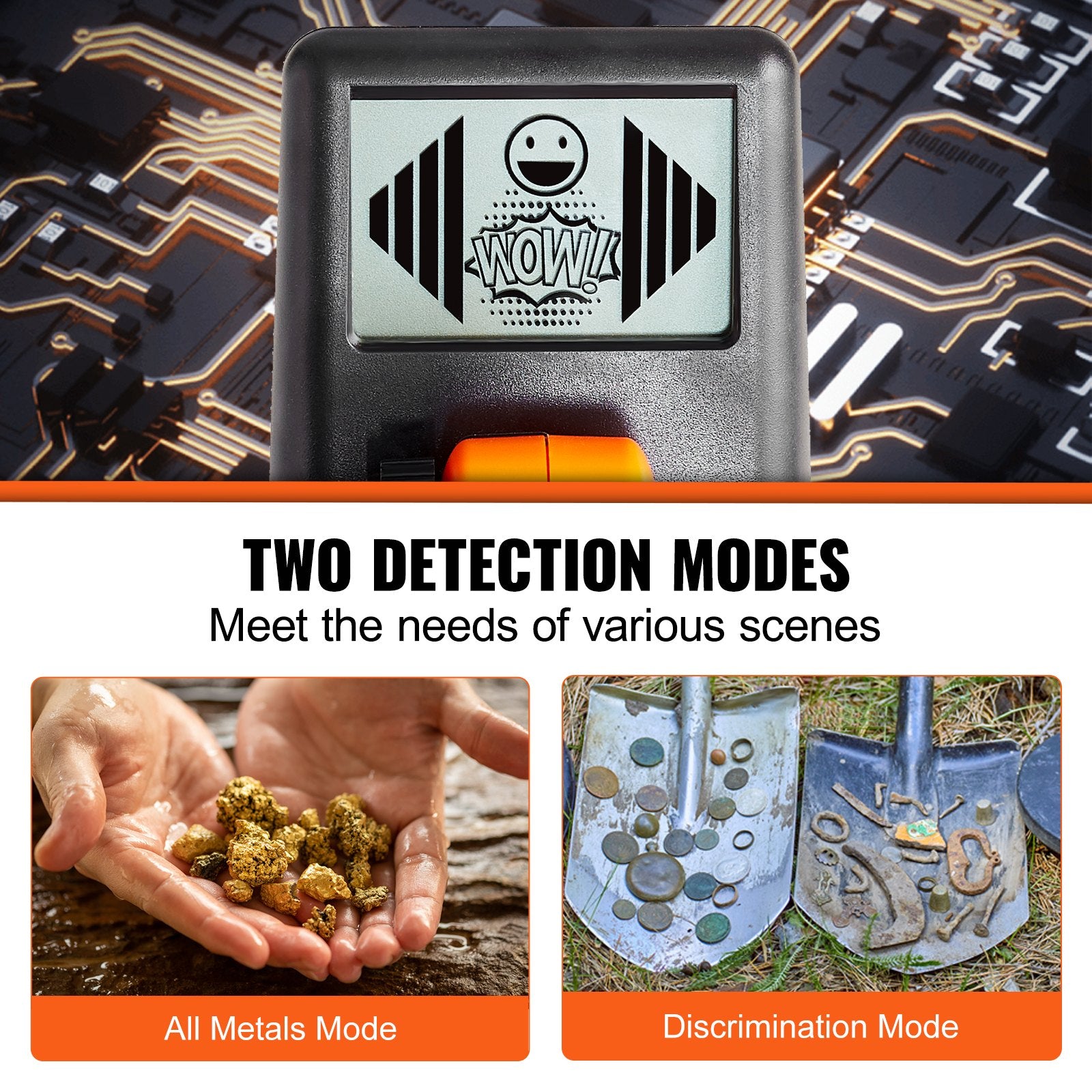 VEVOR Metal Detector for Kids, 150mm, Waterproof Search Coil with LCD Display, Adjustable 660.4-914.4 mm Gold Detector, Lightweight Carbon Fiber Stem for Junior & Youth Detecting Gold Coin Treasure