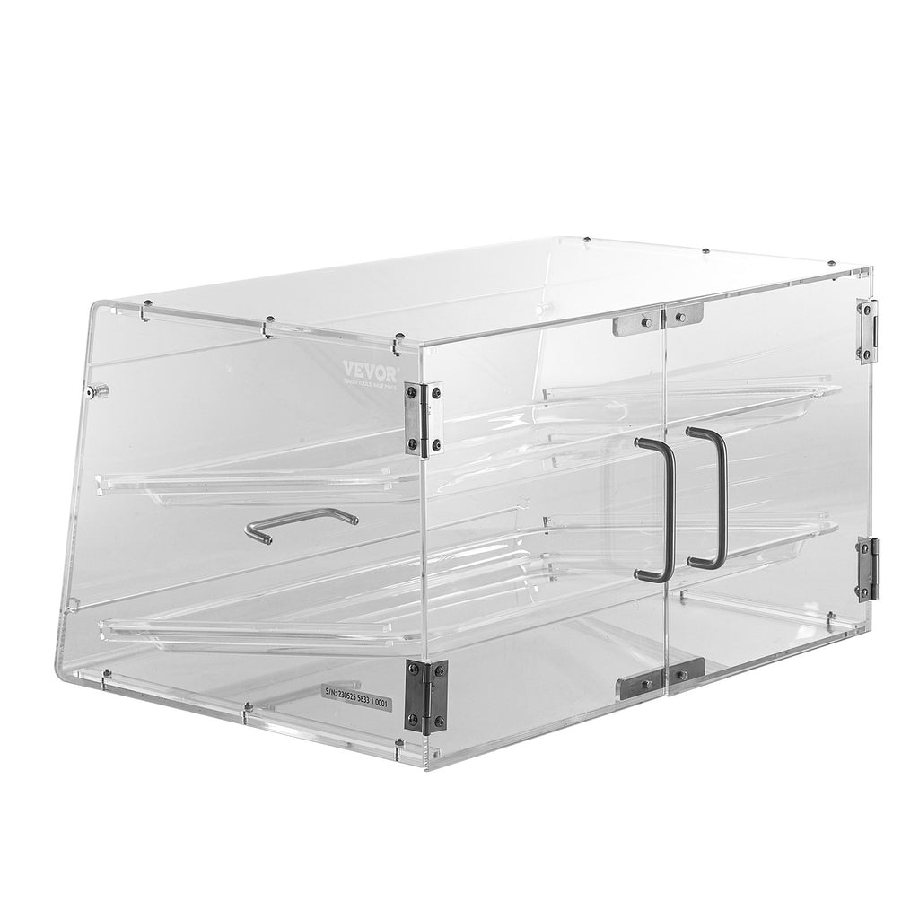 VEVOR Pastry Display Case, 2-Tier Commercial Countertop Bakery Display Case, Acrylic Display Box with Rear Door Access & Removable Shelves, Keep Fresh for Donut Bagels Cake Cookie