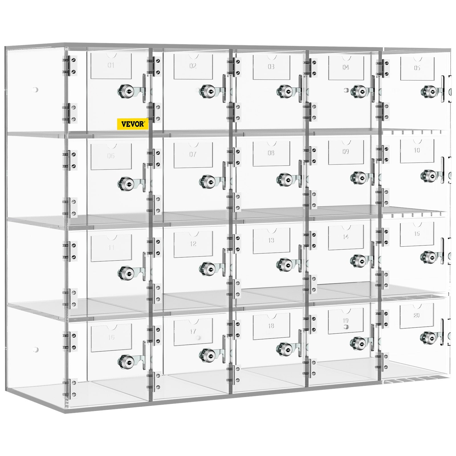 VEVOR Acrylic Cell Phone Locker Box Storage Cabinet Pocket w/Keys 20 Slots Clear