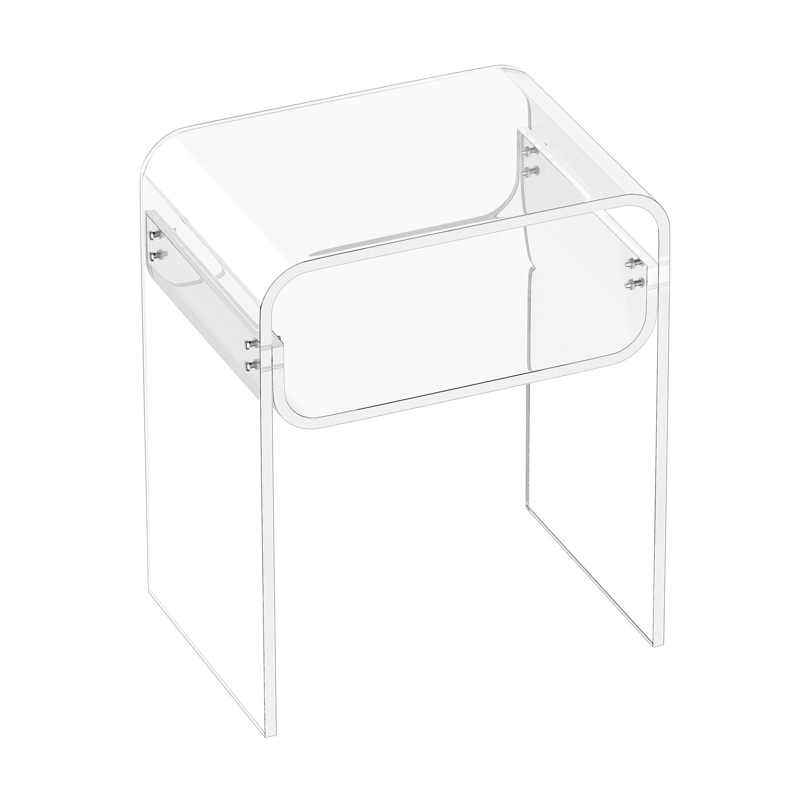 VEVOR Acrylic Side Table, 2 Tiers Clear Bedside Table with Storage Shelf, Modern Rectangle Acrylic End Desk, Transparent Thick Nightstand for Bedroom, Living Room, Study, 30 x 40 x 50 cm (Clear)