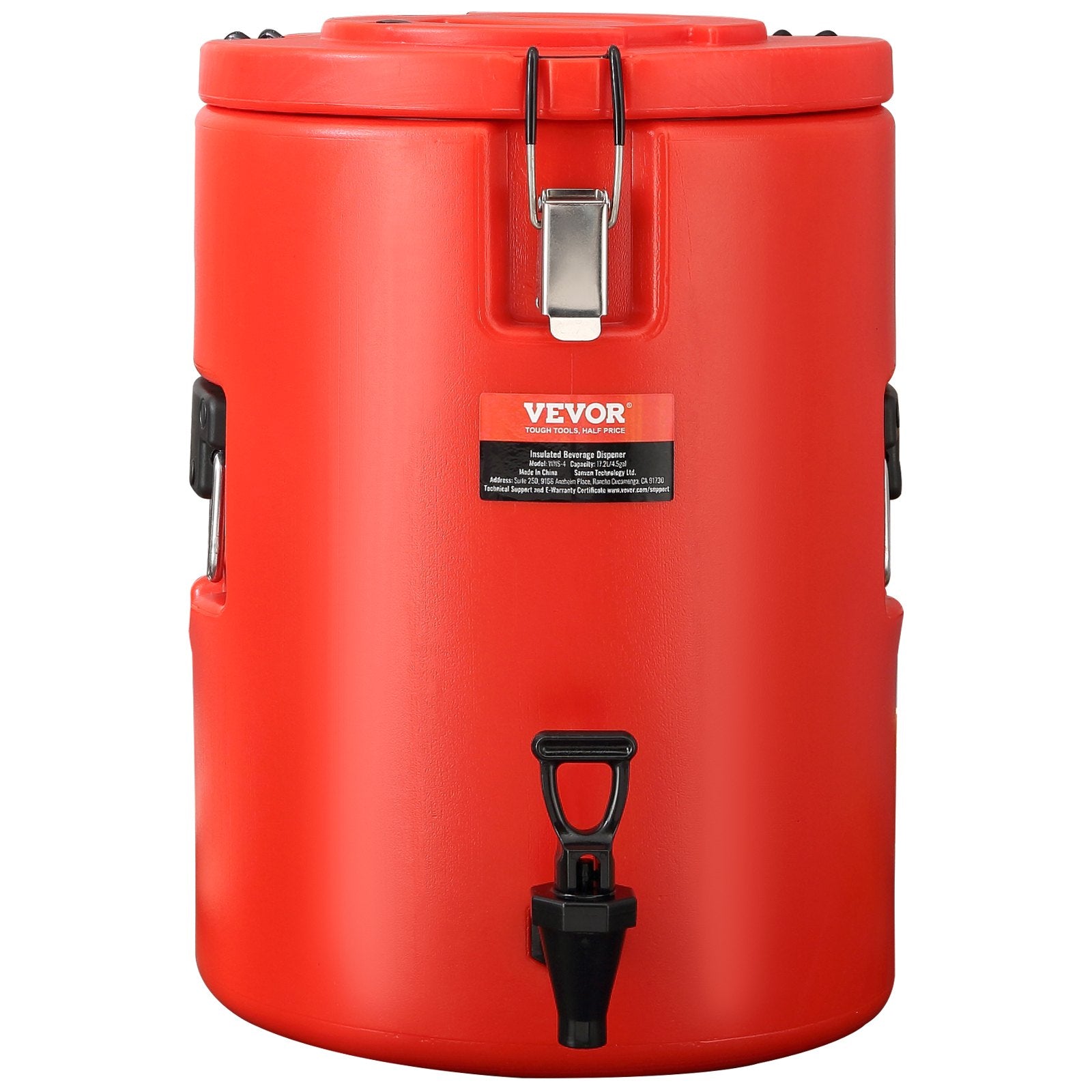 VEVOR Stainless Steel Insulated Beverage Dispenser, 17.2 Liter, Thermal Hot and Cold Drink Server Dispenser with Spigot Handle, Food-grade for Hot Tea Coffee Water Restaurant Drink Shop
