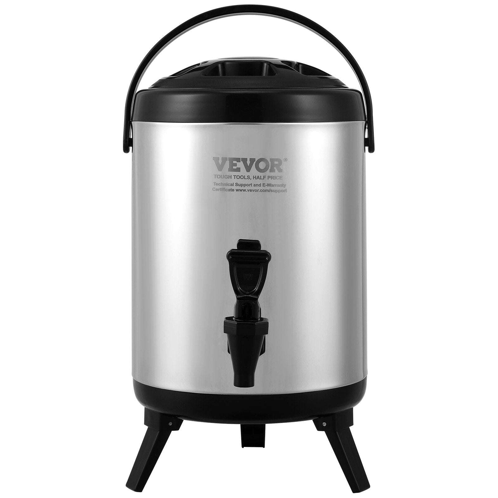 VEVOR Stainless Steel Insulated Beverage Dispenser, 6 Liter, Thermal Hot and Cold Drink Server Dispenser with Spigot Handle, Food-grade for Hot Tea Coffee Water Restaurant Drink Shop