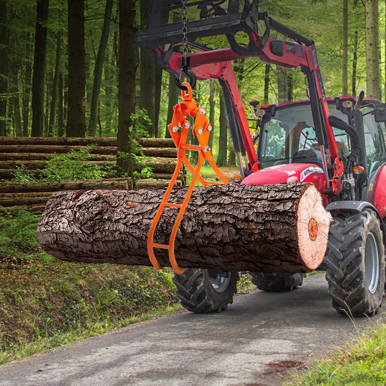 VEVOR Timber Claw Hook, 28 inch 4 Claw Log Grapple for Logging Tongs, Swivel Steel Log Lifting Tongs, Eagle Claws Design with 2205 lbs/1000 kg Loading Capacity for Tractors, ATVs, Trucks, Forklifts