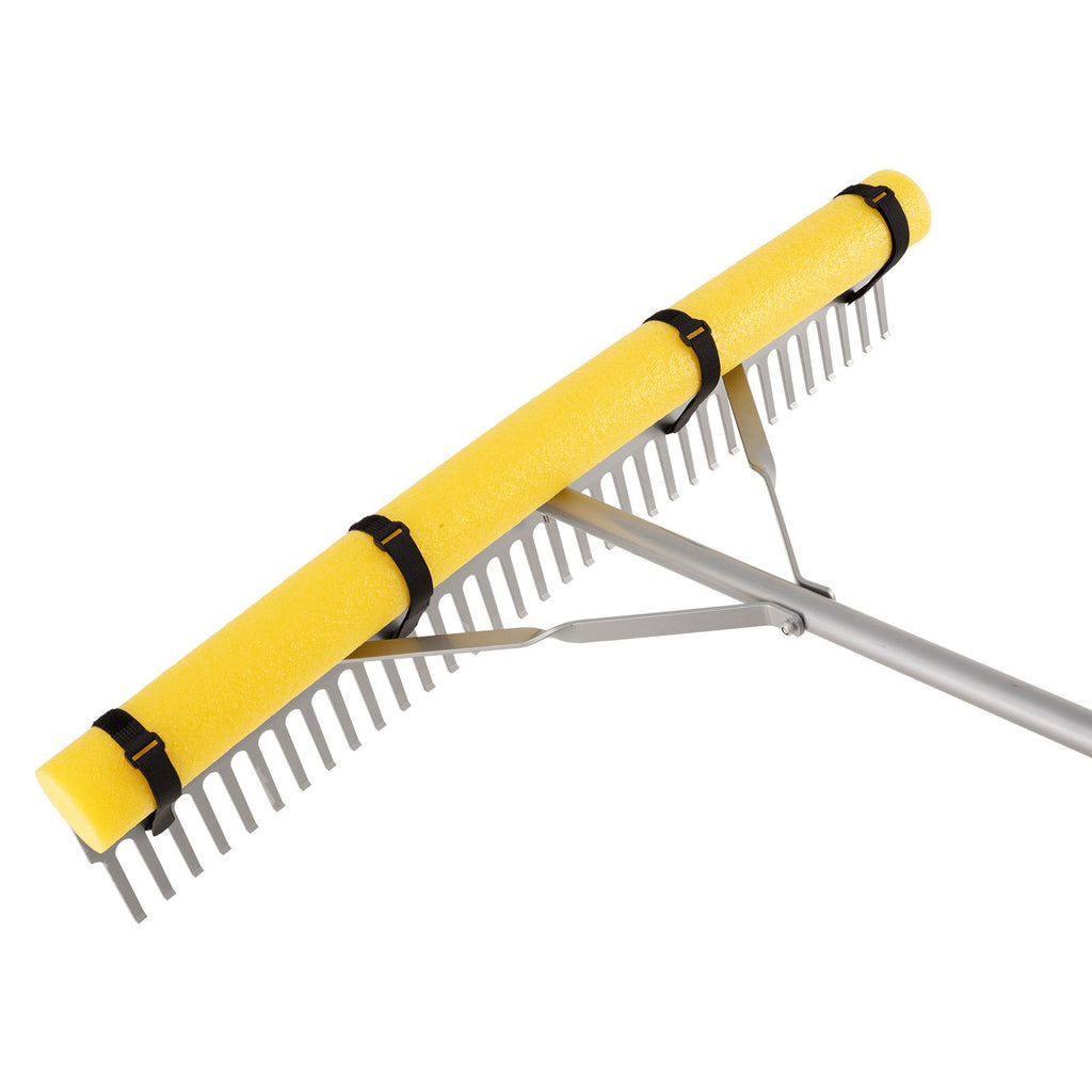 VEVOR Landscape Rake, 914 mm Wide Head 2590 mm Handle, Large Heavy Duty Aluminum Landscaping Leaf Rake Tool, Asphalt Level for Loosening Soil, Garden & Yard, Pond Gravel & Beach Lawn Care, 15.8m Rope