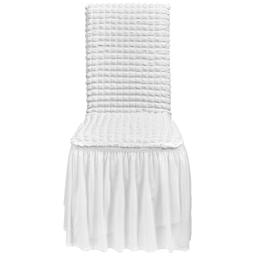 VEVOR Stretch Spandex Folding Chair Covers, Universal Fitted Chair Cover with Skirt, Removable Washable Protective Slipcovers, for Wedding, Holiday, Banquet, Party, Celebration, Dining (4 PCS White)