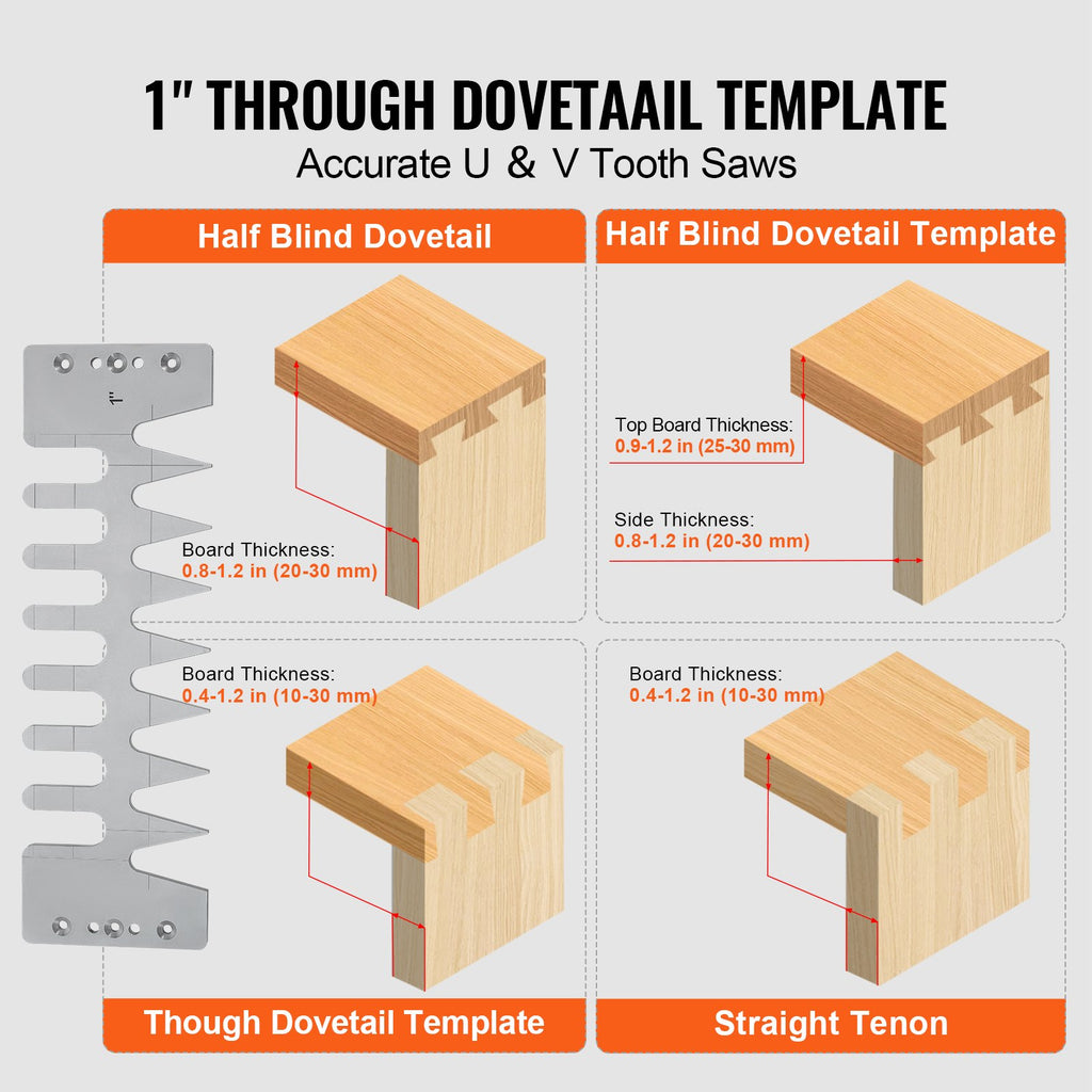 VEVOR Dovetail Jig, 310 mm Width, Dove Tailing Router Jigs with 4 Router Bits & 6 Templates, Precise Alignment Dove Tail Jig, Mortise and Tenon Woodworking Tools for Furniture & Wood Cabinet Making