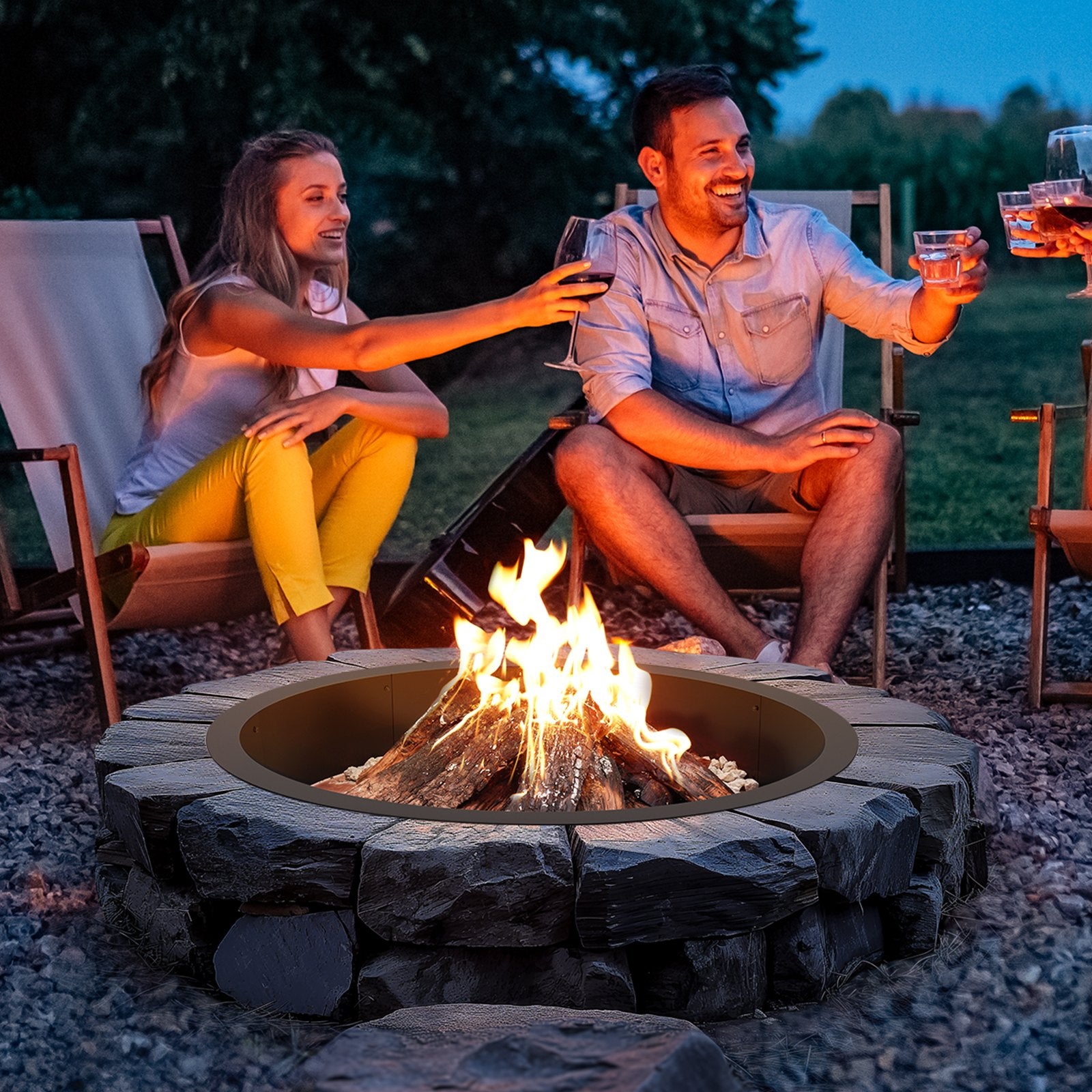 VEVOR Fire Pit Ring Round Inner Steel Liner DIY Campfire Firepit
