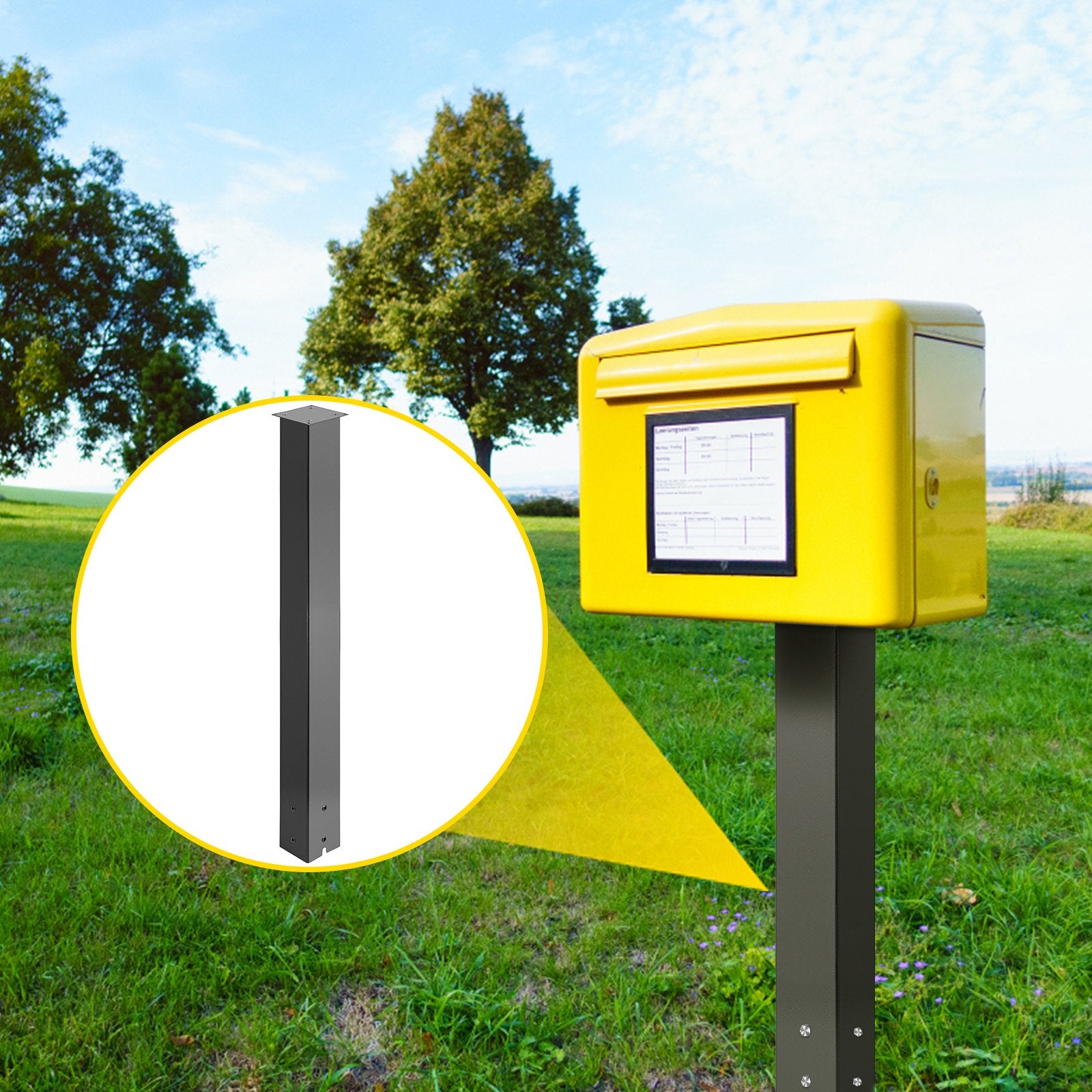 VEVOR Mailbox Post Stand Mail Box Post 43" Black Powder-Coated Steel for Outdoor