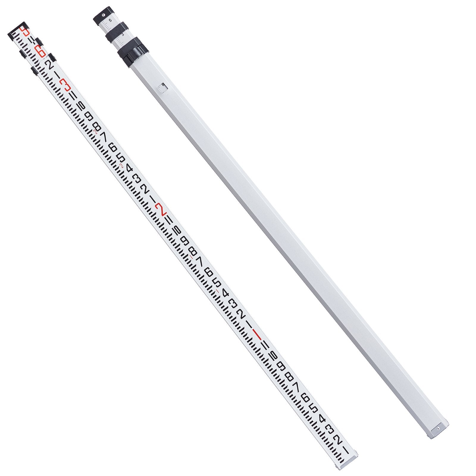 VEVOR Aluminum Grade Rod, 9-Feet/8ths 3 Sections Telescopic Measuring Rod, Double-Sided Scale 1/8in Leveling Rod Stick,Aluminum Alloy Survey Rod with Bubble Level &Carrying Bag for Houses,Walls,Floors