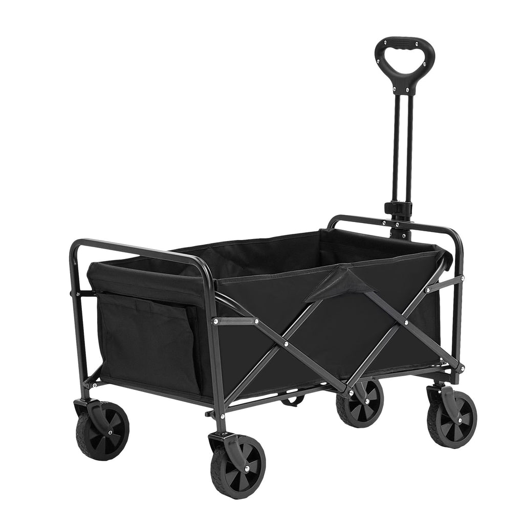 VEVOR Collapsible Folding Wagon, 2 cu.ft Grass Wagon Cart with All-Terrain 5in Wheels, Heavy Duty Folding Wagon Cart 220 lbs Weight Capacity with Drink Holders, Sports Wagon for Camping, Shopping, Gar
