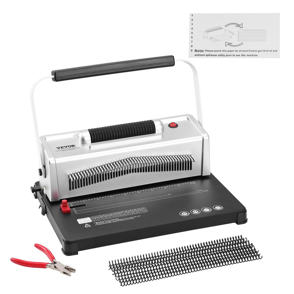 VEVOR Coil Spiral Binding Machine, Manual Book Maker with Electric Binding, 46-Holes Binding 500 Sheets Punch Binder, with 100pcs 5/16'' Coil Binding Spines, for Letter Size, A4, A5