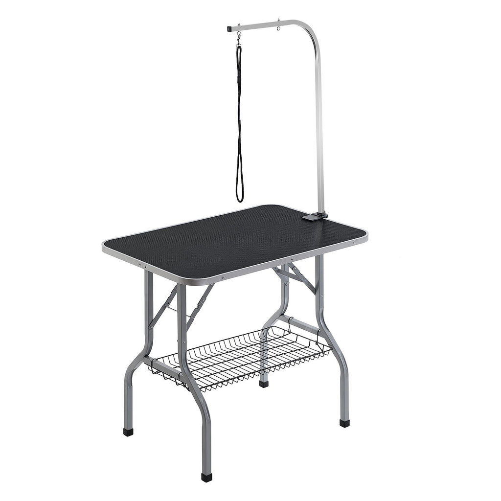 VEVOR Pet Grooming Table Arm with Clamp, 915 x 610mm Dog Grooming Station, Foldable Pets Grooming Stand for Medium and Small Dogs, Free No Sit Haunch Holder with Grooming Loop, Bearing 149.7kg