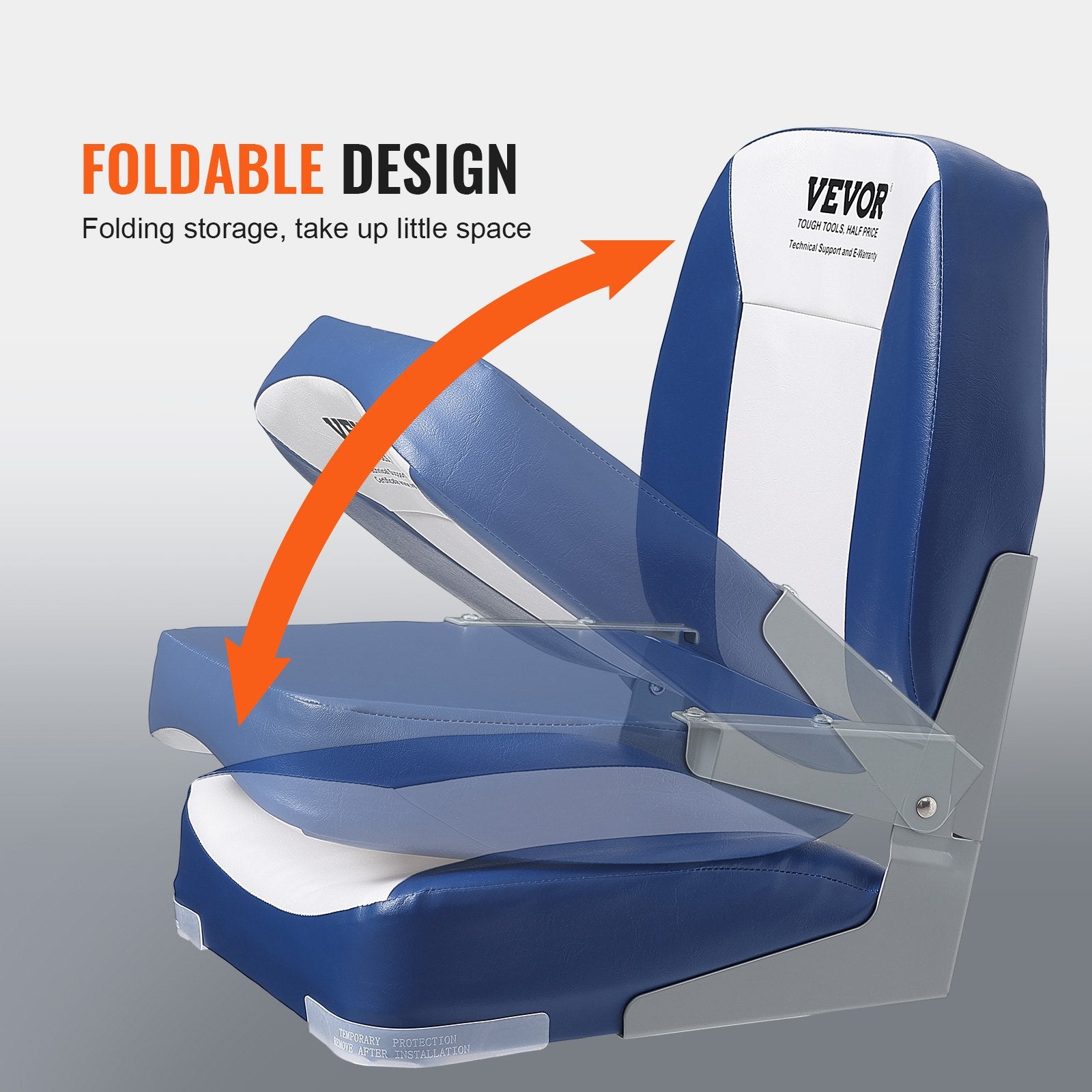 VEVOR Boat Seat Low Back Fold-Down Fishing Boat Chair with Sponge Padding 2 Pack