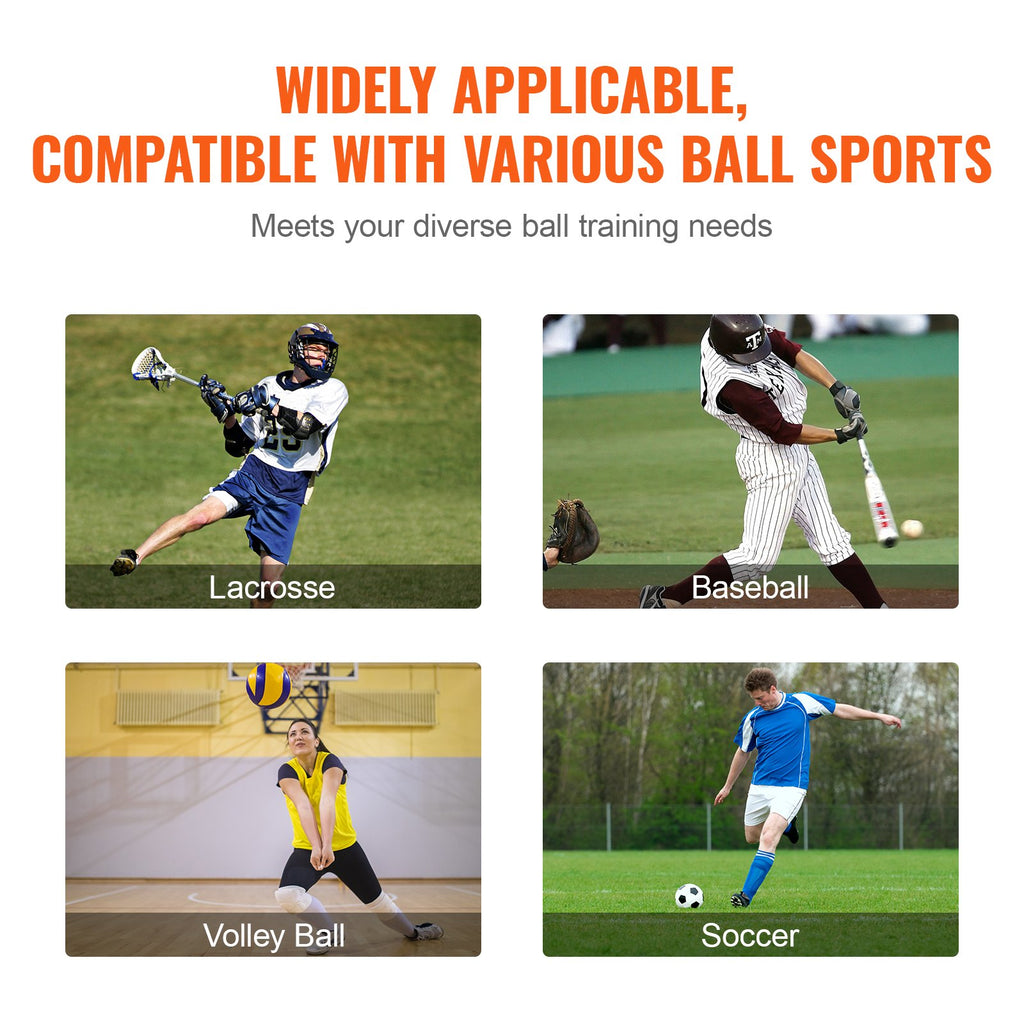 VEVOR Folding Lacrosse Rebounder for Backyard, 3x4 Ft Volleyball Bounce Back Net, Pitchback Throwback Baseball Softball Return Training Screen, Adjustable Angle Shooting Practice Training Wall, Black