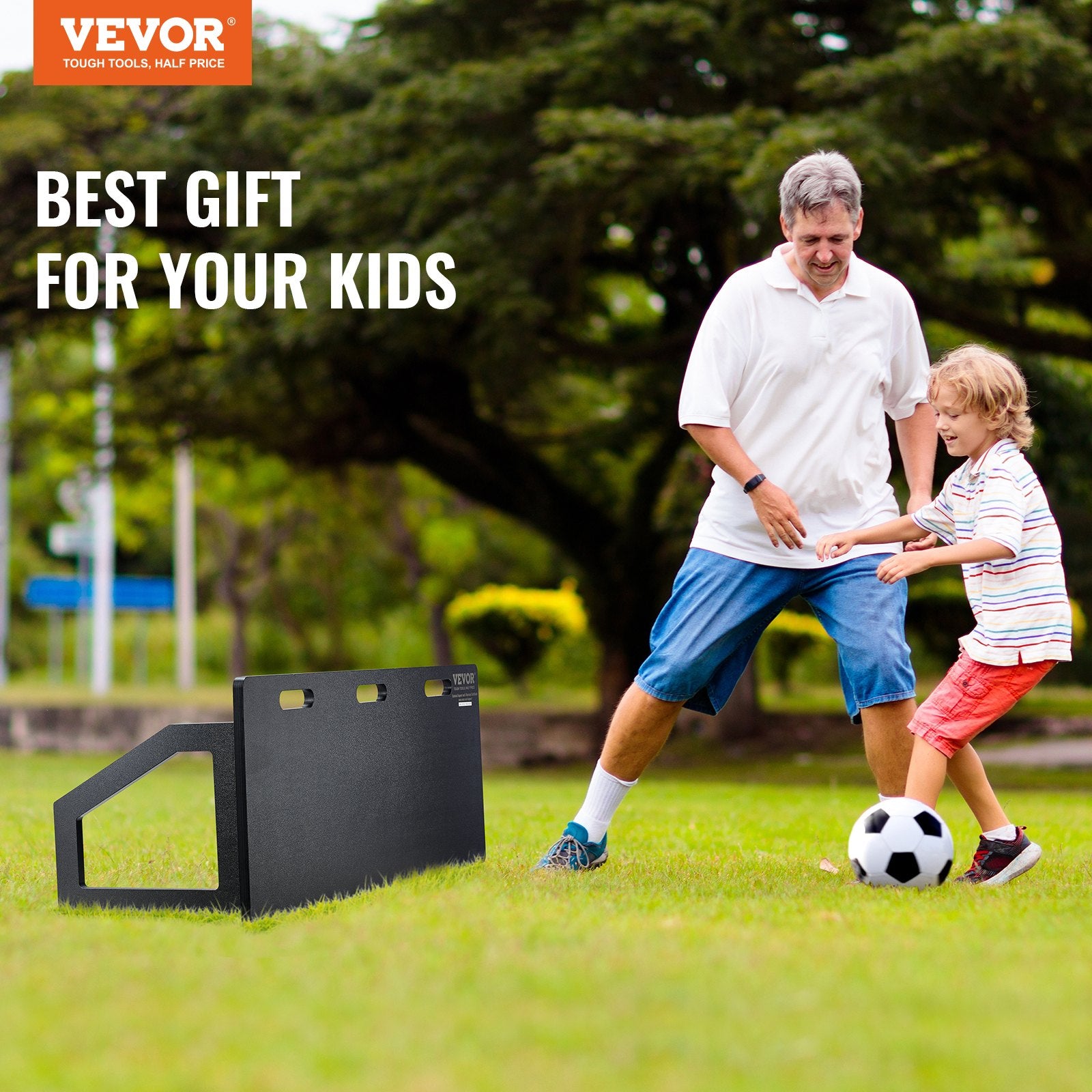 VEVOR Soccer Rebounder Board, 115x45 cm Portable Soccer Wall with 2 Angles Rebound, Foldable HDPE Kickback Rebound Board, Soccer Training Equipment for Kids and Adults, Passing & Shooting Practice