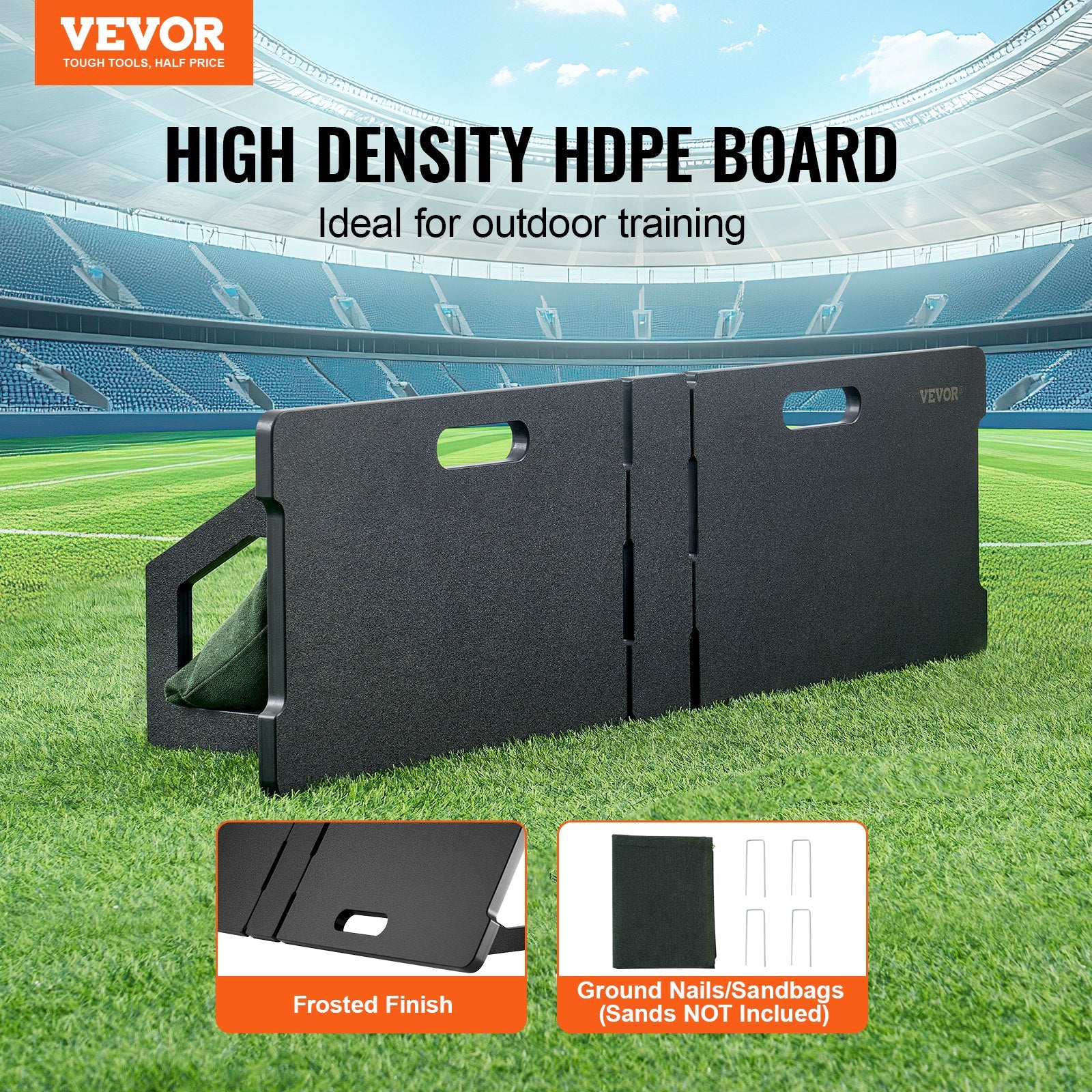 VEVOR Soccer Rebounder Board, 45"X13" Portable Soccer Wall with 2 Angles Rebound, Foldable HDPE Kickback Rebound Board, Soccer Training Equipment for Kids and Adults, Passing & Shooting Practice
