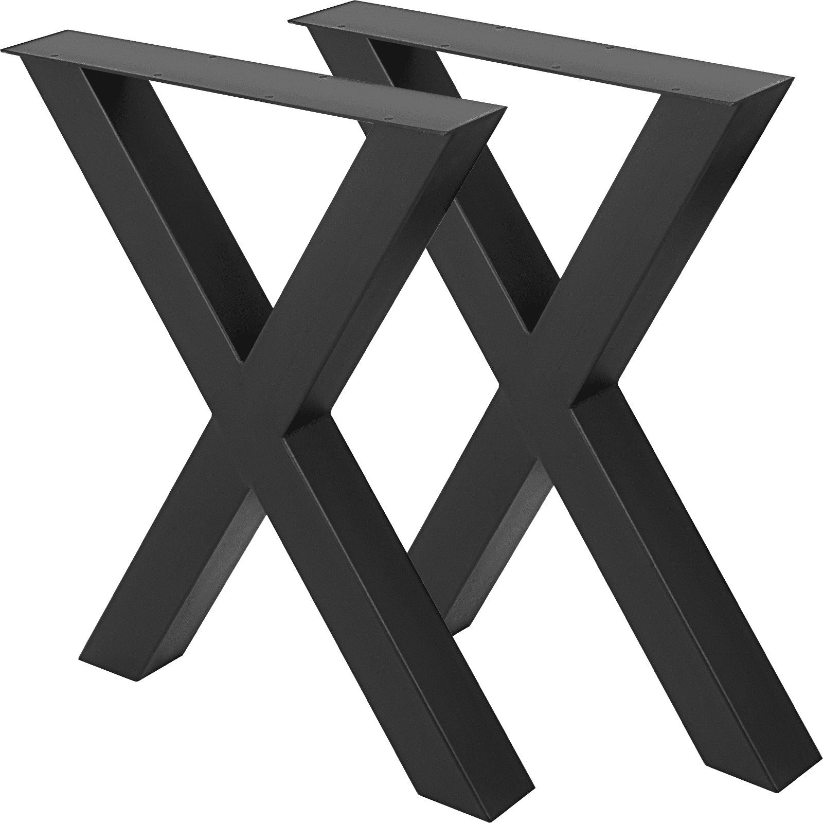 VEVOR Set of 2 Steel Table Legs, 16'Height 15'Wide Dining Table Legs, Heavy Duty 3.1" Square Box Section X Frame Table Legs, 16x15x3.1 Inch Black Color Industrial Country Style Metal Dining Legs