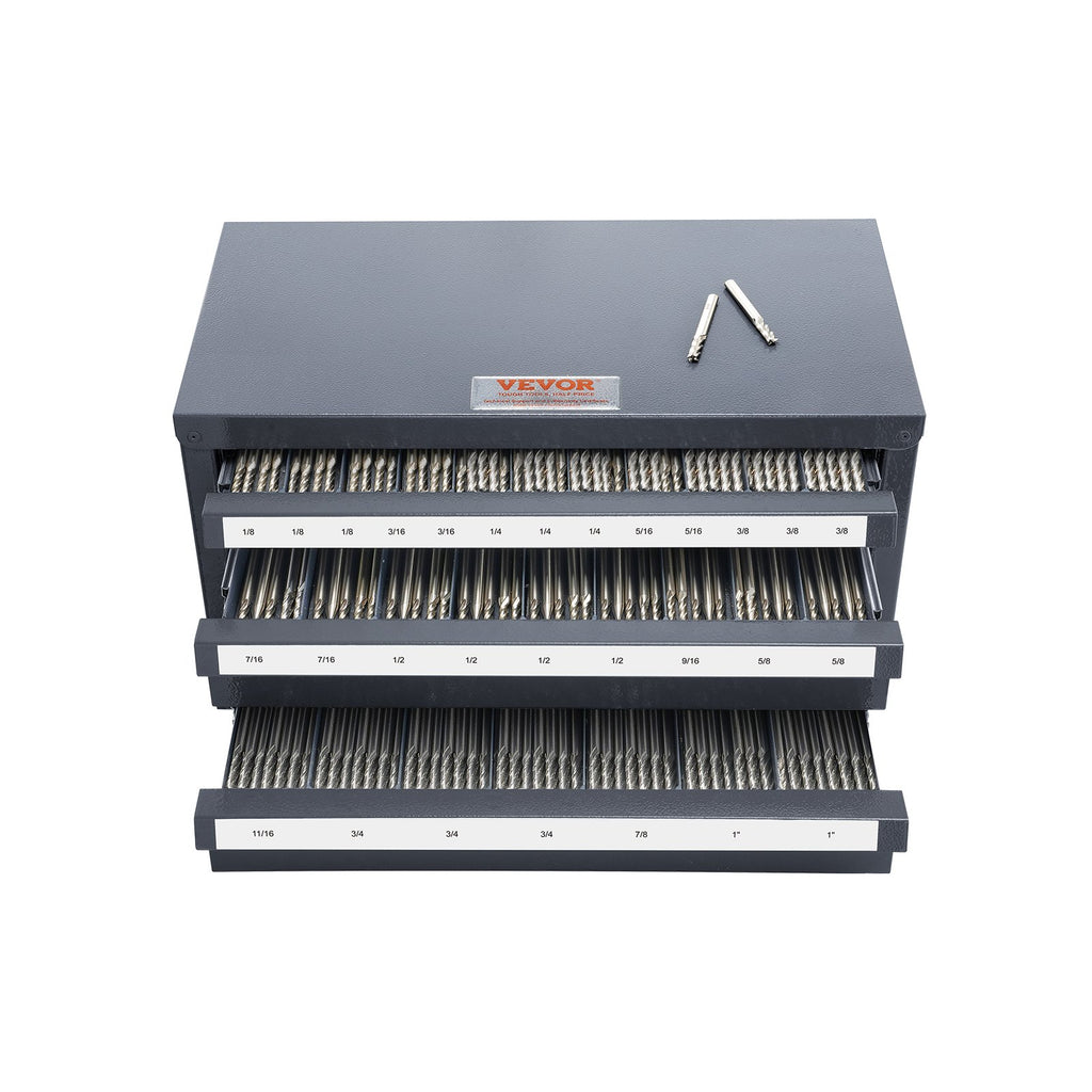 VEVOR End Mill Dispenser Cabinet, Three-Drawer End Mill Organizer Cabinet for 1/8" to 1", Steel End Mill Dispenser Organizer Cabinet with Labels, 29-Compartment Stackable for End Mill Storage