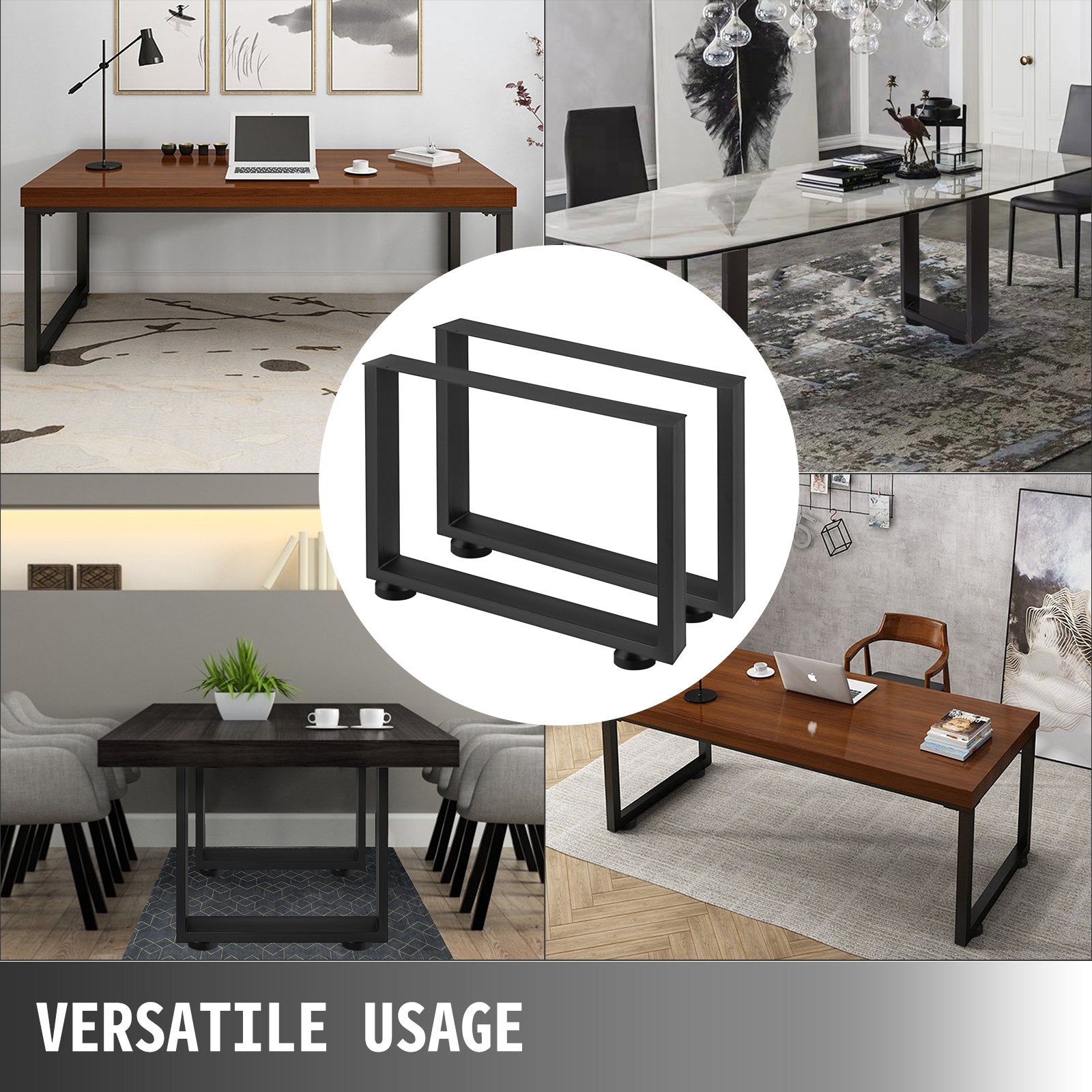 VEVOR Black Metal Table Legs Set of 2 Steel Table Legs 800x720 MM Dining Table Legs Office Table Legs Computer Desk Legs Steel Bench Legs Country Style Table Legs DIY Furniture Legs