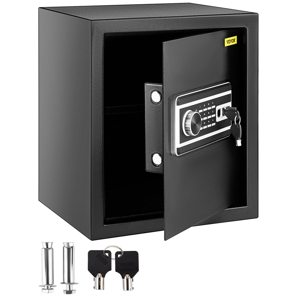 VEVOR Safe Box, 1.7 CU.FT Fingerprint Safe Box for Money with 2 Keys & Digital Keypad, Q235 Steel Safe Box for Storing Cash, Jewelry, Pistols, Documents, Watches in Home & Office & Hotel