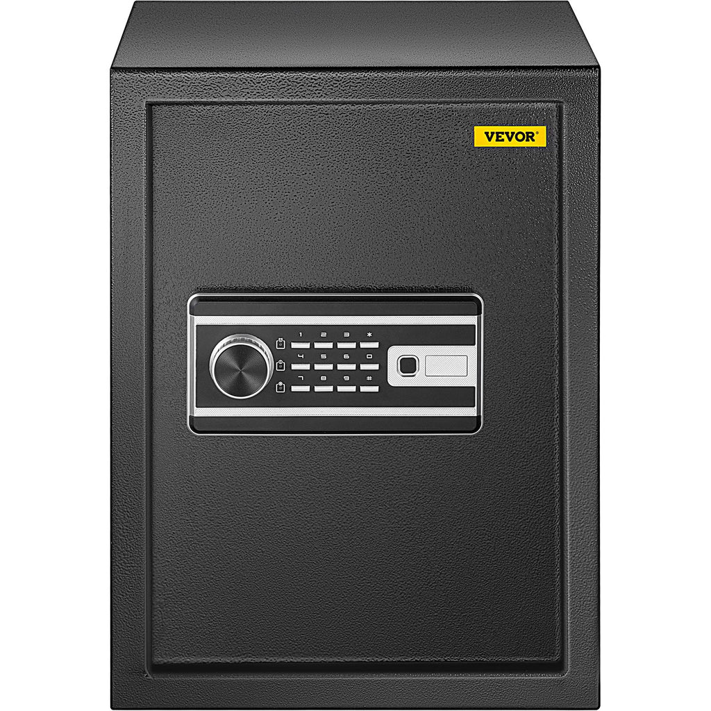 VEVOR Safe Box, 2.1 CU.FT Fingerprint Safe Box for Money w/ 2 Keys & Digital Keypad, Q235 Steel Safe Box for Storing Cash, Jewelry, Pistols, Documents, Watches in Home & Office & Hotel