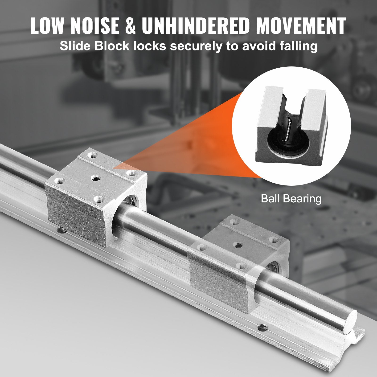 VEVOR Linear Guide Rail Set, SBR16 2000mm, 2 PCS 78.7 in/2000 mm SBR16 Guide Rails and 4 PCS SBR16UU Slide Blocks, Linear Rails and Bearings Kit for Automated Machines DIY Project CNC Router Machines
