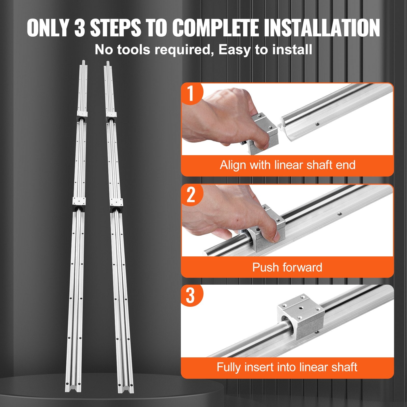 VEVOR Linear Guide Rail Set, SBR16 2000mm, 2 PCS 78.7 in/2000 mm SBR16 Guide Rails and 4 PCS SBR16UU Slide Blocks, Linear Rails and Bearings Kit for Automated Machines DIY Project CNC Router Machines