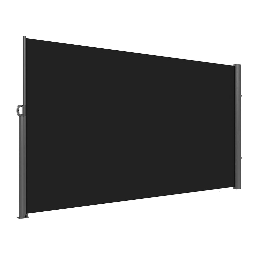VEVOR Retractable Side Awning, 160X300cm Aluminum Outdoor Privacy Screen, 280g Polyester Water-proof Retractable Patio Screen, UV 30+ Room Divider Wind Screen for Patio, Backyard, Balcony, Black