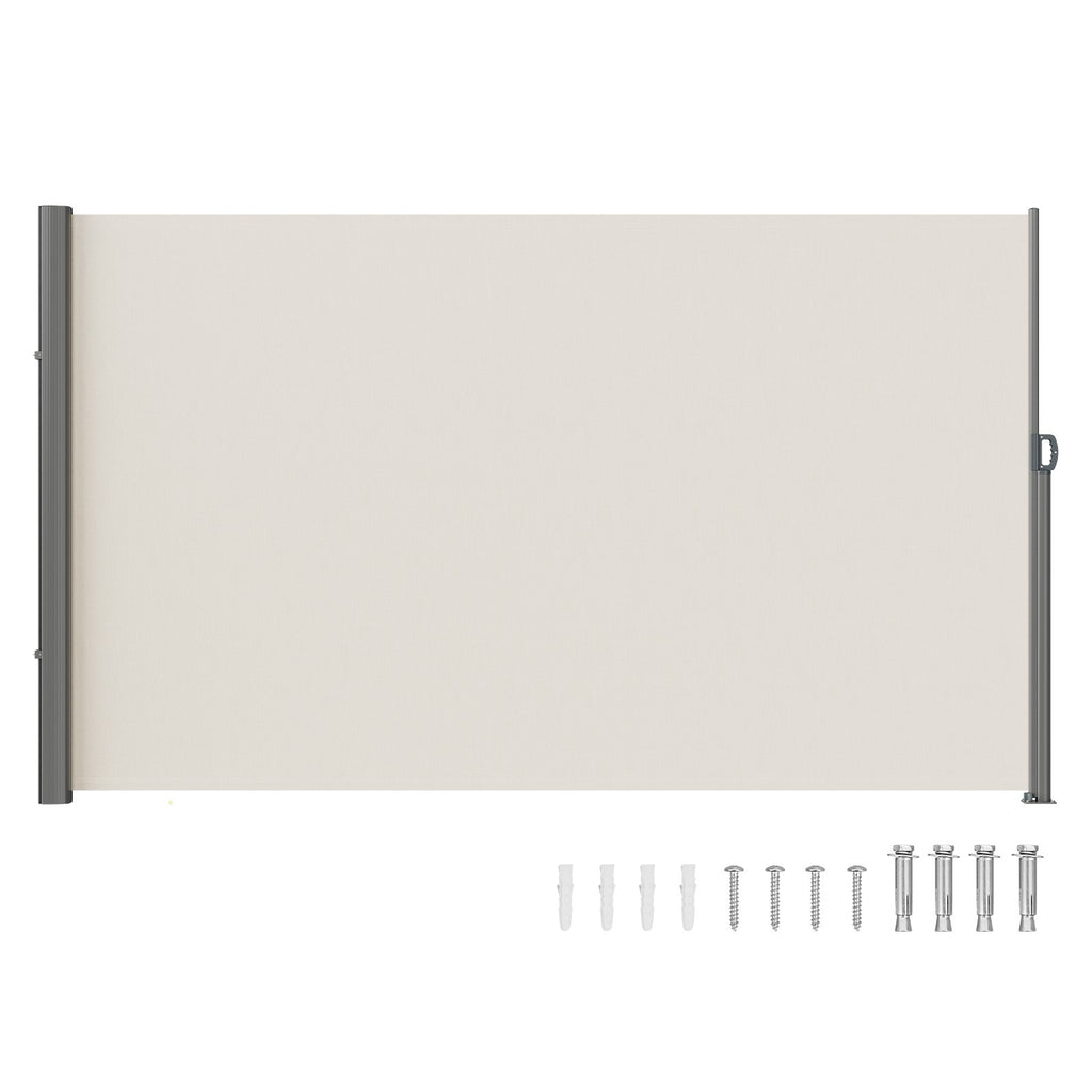 VEVOR Retractable Side Awning,160X300cm Aluminum Outdoor Privacy Screen, 280g Polyester Water-proof Retractable Patio Screen, UV 30+ Room Divider Wind Screen for Patio, Backyard, Balcony, Beige