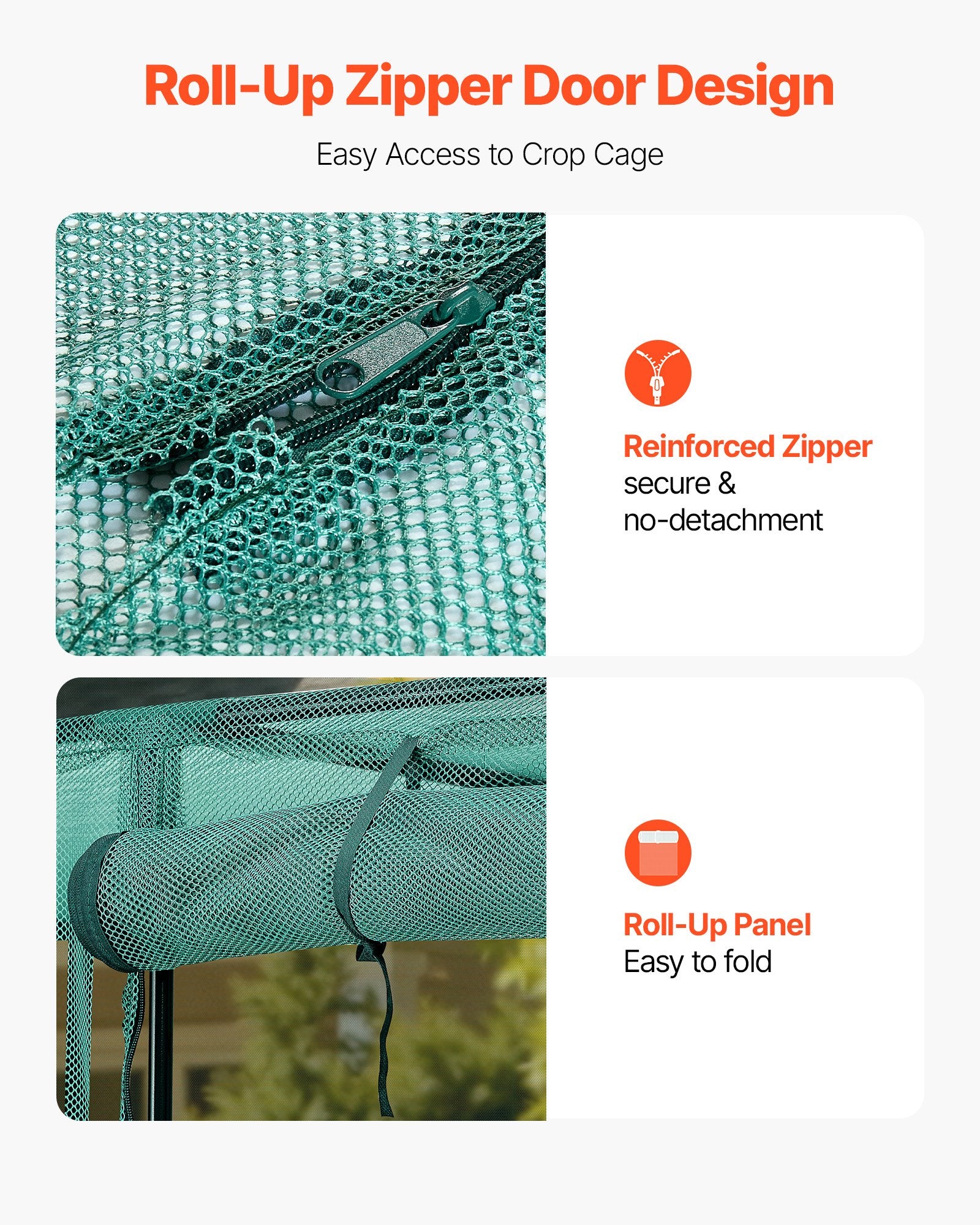 VEVOR Crop Cage, 3.56 x 1.2 x 1.94 m Plant Protection Tent with Zippered Door, Wind-Resistant Tall Crop Cage, Easy to Install, Outdoor Raised Bed Cover, Tomato Plant Netting for Garden Patio Lawn
