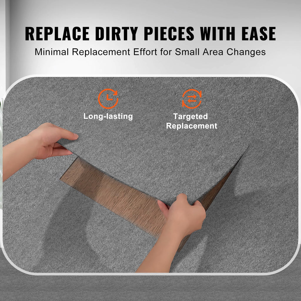 VEVOR Carpet Tiles Peel and Stick, Squares Self Adhesive Carpet Floor Tile, Soft Padded Carpet Tiles, Easy Install DIY for Bedroom Living Room Indoor Outdoor (9Tiles, Light Gray)