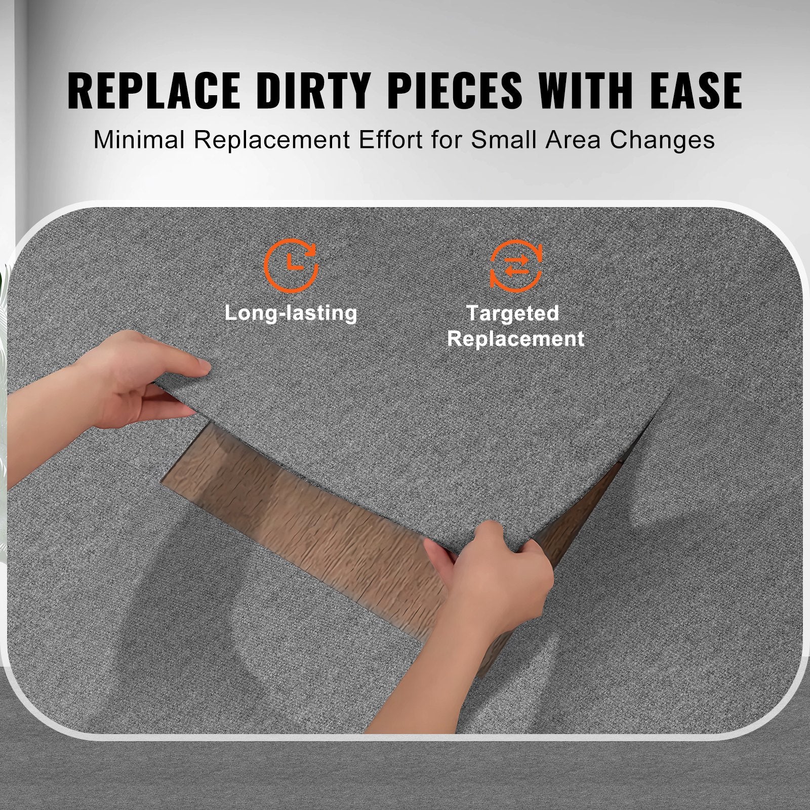 VEVOR Carpet Tiles Peel and Stick, Squares Self Adhesive Carpet Floor Tile, Soft Padded Carpet Tiles, Easy Install DIY for Bedroom Living Room Indoor Outdoor (9Tiles, Light Gray)