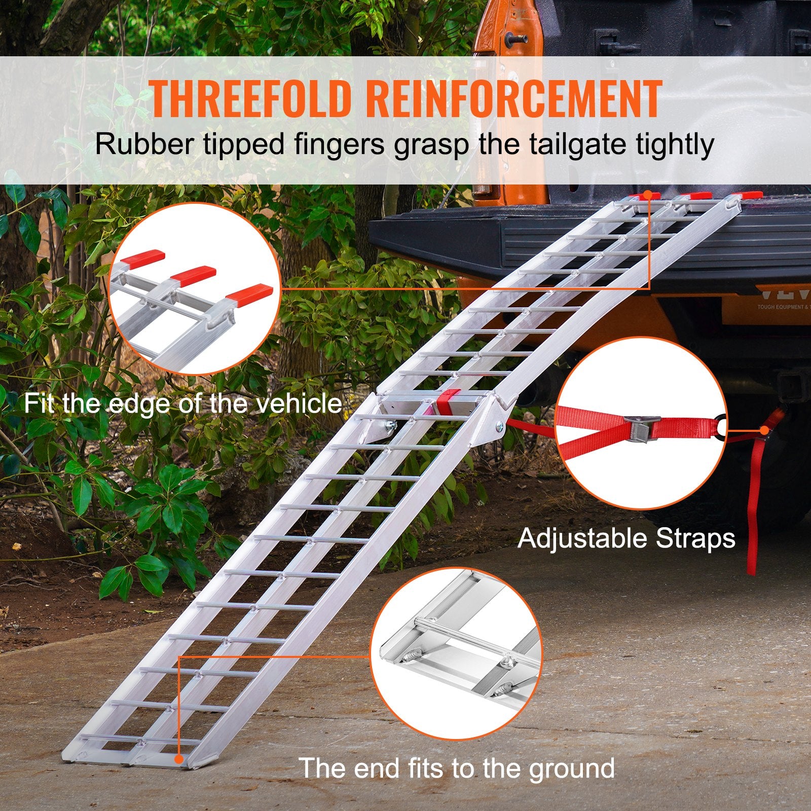 VEVOR Aluminum Ramp 750 LBS Foldable Loading Ramps for Pickup Trucks Bed 1 Piece