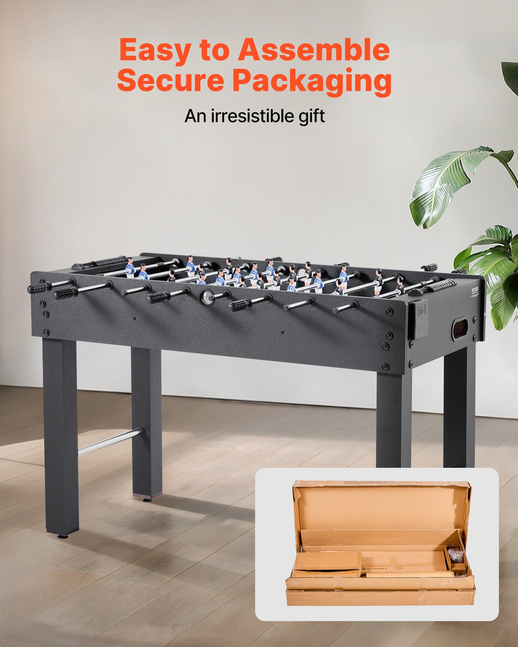 VEVOR Foosball Table, 121 cm Standard Size Table, Indoor Full Size Foosball Tables for Home, Family, and Game Room, Durable Soccer Set, Includes 2 Balls, Score Keeper, and 2 Cup Holders