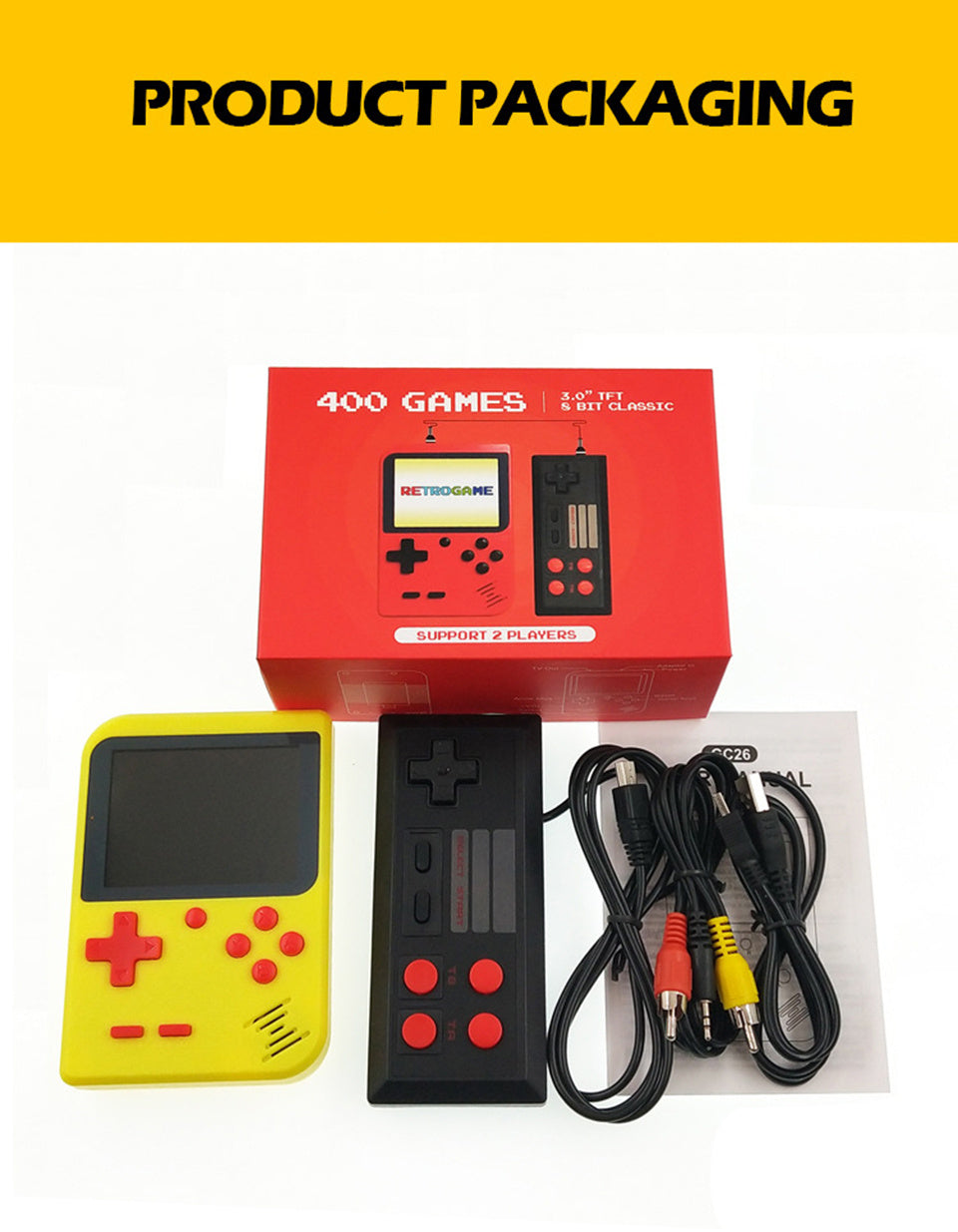 Double Handheld Classic Video Game Console With 400 Built-In Games for Kids and Adult, Portable Retro Pocket Cross-Border Game Console Kids Mini Double Handheld Classic Video Game Console Games Best for Christmas / Birthday / Thanksgiving / Valentine Gift