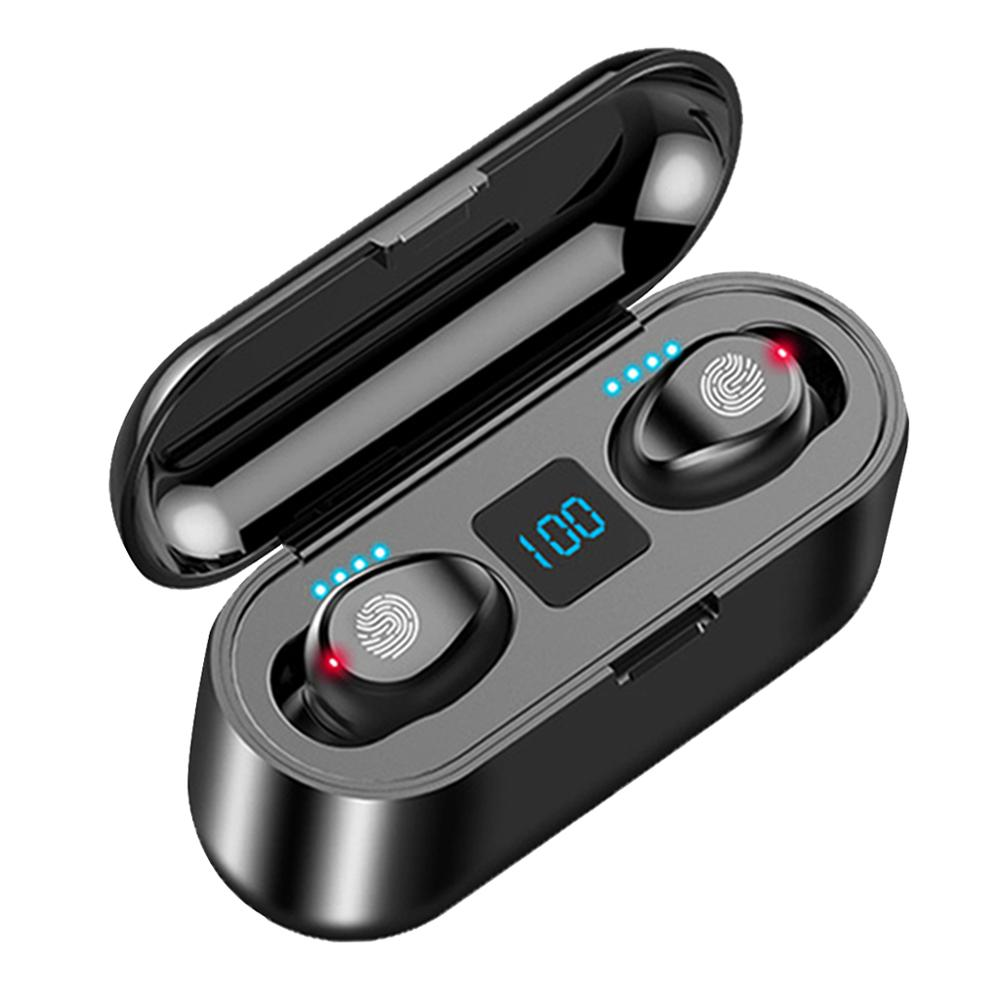 EchoSpheres-F9-8 LED Display Touch Control Bluetooth Wireless Earphones Earbuds With Charging Case 9D & Surround Sound
