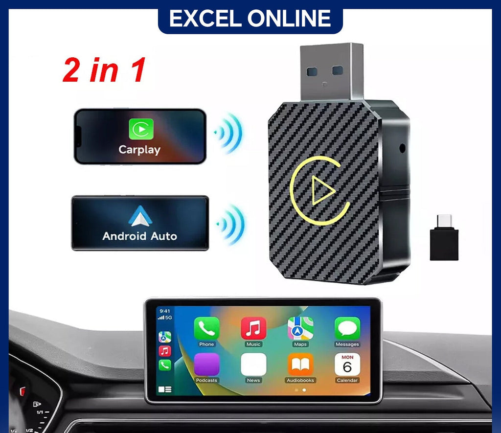 Wireless Carplay 2 In1 Android Adapter Wifi BT Auto Connect Mini USB Dongle