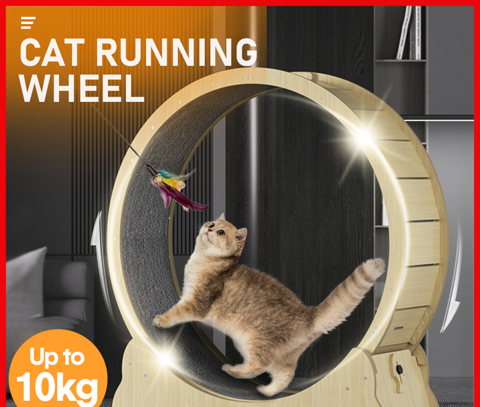 Wooden Cat Running Wheel–Fitness Treadmill Toy for Cats–Exercise Circle Machine