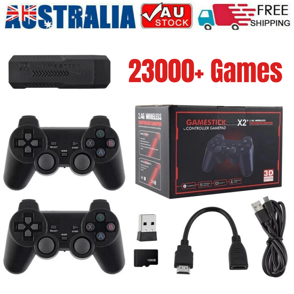 4K HDMI Retro Game Stick Console 23,000+ Games Wireless TV Gaming System 2 Controllers