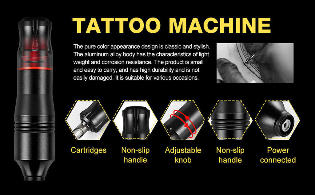 Tattoo Kit Gun Rotary Tattoo Machine Pen Tattoo Power Supply Set 14 Inks
