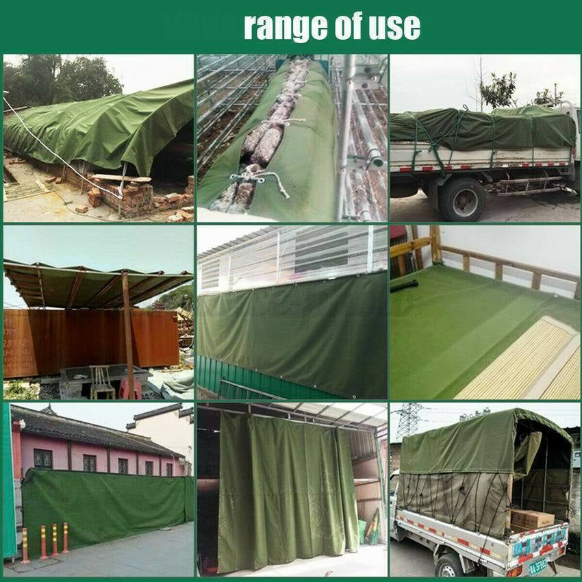 3 Sizes Heavy Duty Canvas Tarp Waterproof Tarpaulin Sun Blocked Dustproof Army