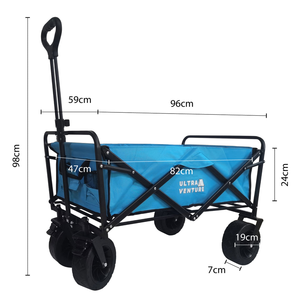 Collapsible Folding Outdoor Beach Trolley Utility Wagon Camp Cart 96 X 59 X 98Cm