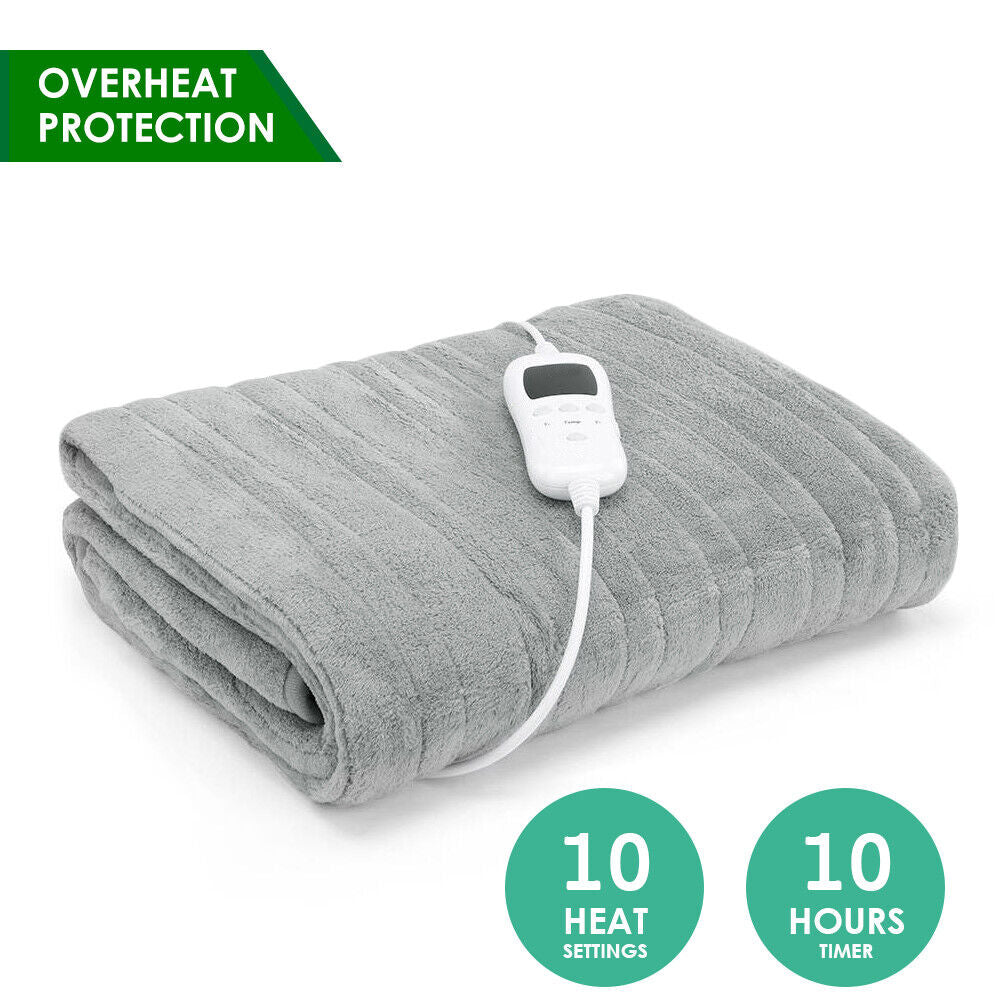 Luxor Washable Heated Electric Throw Rug 500GSM Coral Fleece Snuggle Blanket Winter