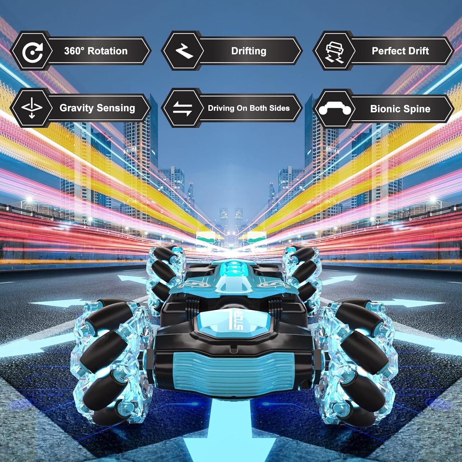 Kids 360° Stunt Car Hand Gesture Sensing RC 4WD Remote Control off Road Toy Gift