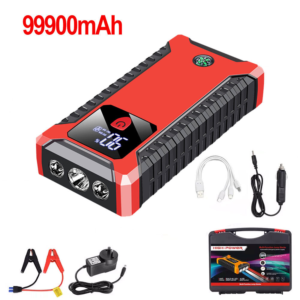 99900Mah 12V Car Jump Starter Pack Booster Charger Battery Power Bank Portable