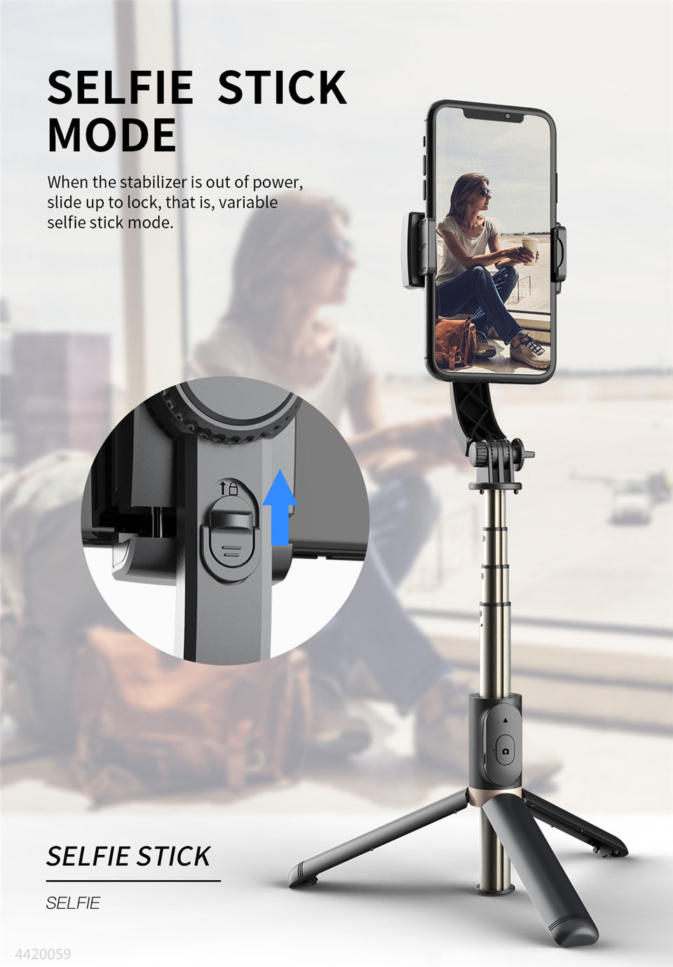 Handheld Foldable Wireless Gimbal Stabilizer Ultimate Smartphone Photography Companion With Anti-Shake Selfie Stick, Bluetooth Remote Control Tripod for Iphone And Andriod