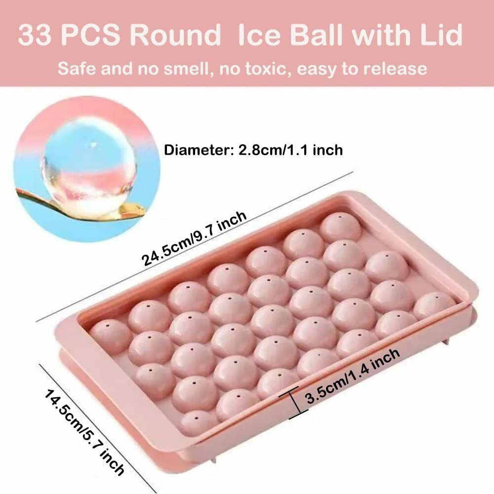 33 Grids Ball Maker Plastic Mold Sphere Whiskey round Mould Large Ice Cube Tray