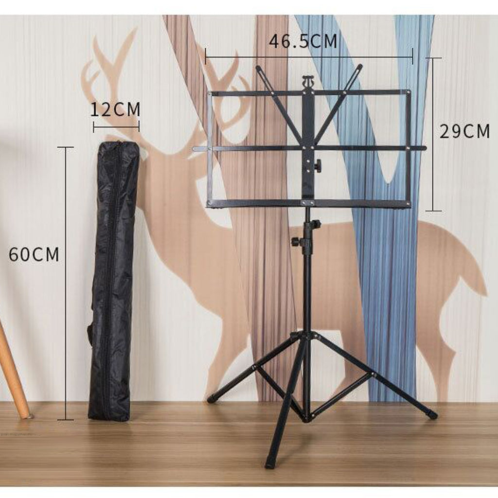 New PRO Folding Adjustable Music Sheet Stand Holder Black Portable + Carry Bag