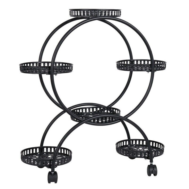 4 Layer 6 Pots Metal Plant Stand Flower Holder Rack Display Holder Shelf Garden