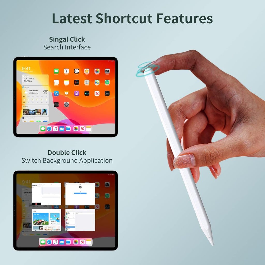 Apple Compatible Pencil Pen with Magnetic Attach and Charging Compatible Bluetooth Stylus Pen for iPad Pen Pro 11 12 9 Air 4 Air 5 2018 2023